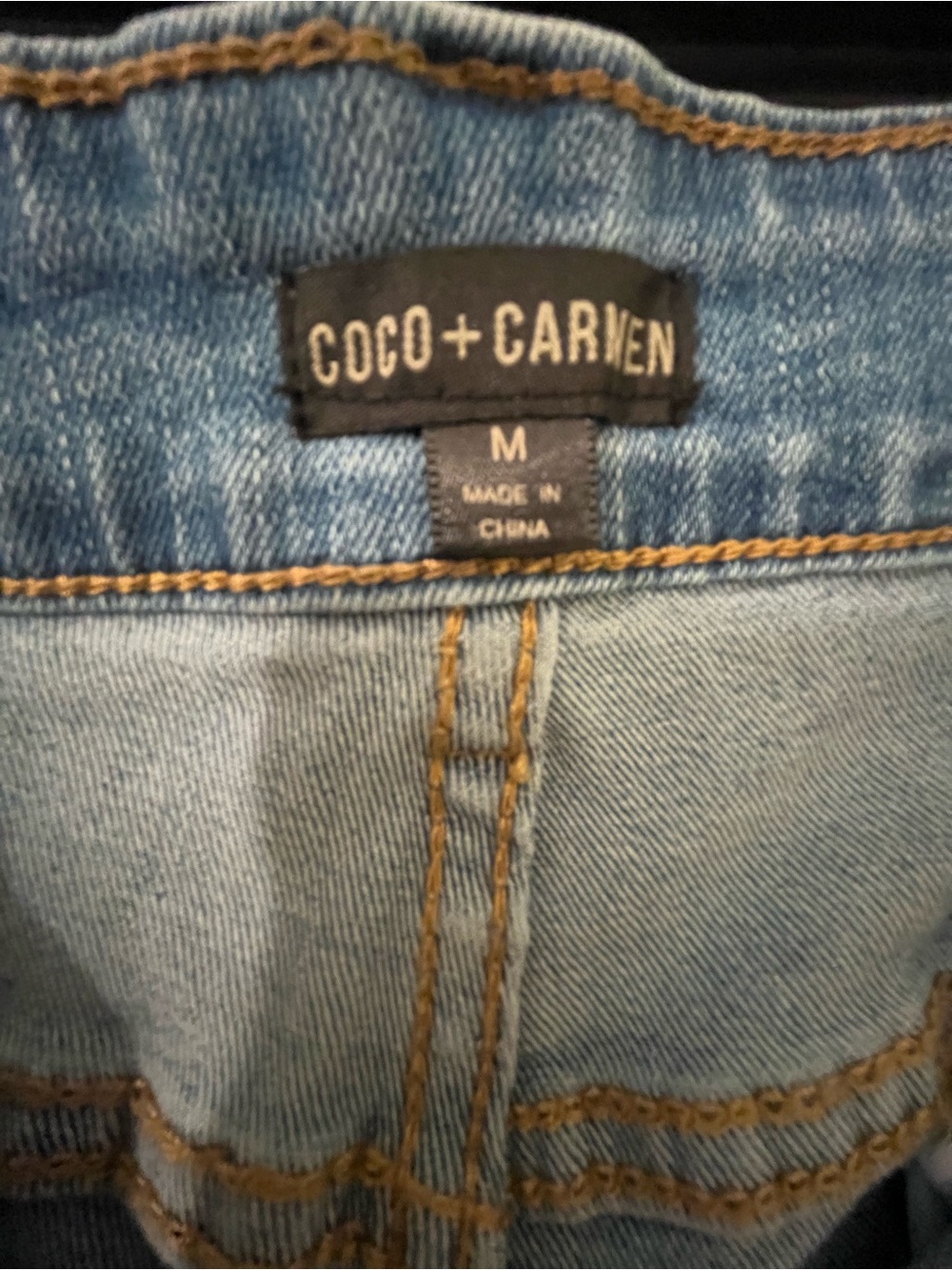 NWT Coco + Carmen Light Blue Flare Crop Jeans with Lace Hem - Picture 5 of 10